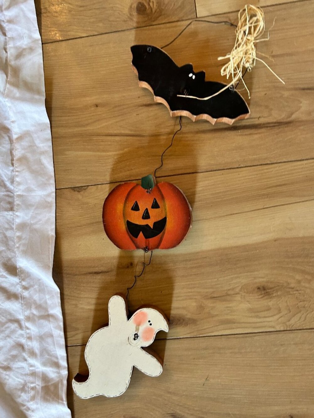 18" wood primitive hanging sign decor decoration ghost pumpkin bat halloween